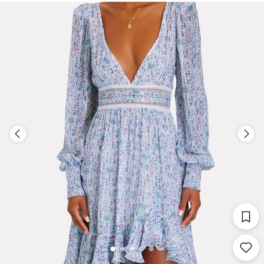 Rococo Sand Blue and Pink Patterned Long Sleeve Dress Size S